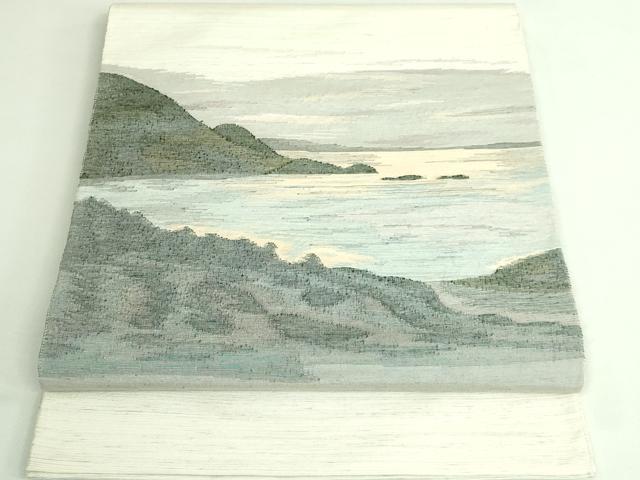 平和屋着物●極上 絲藝苑 上島洋山 両面 太鼓柄袋帯 風景文 逸品 DZAB3366kh6