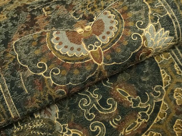 平和屋着物●極上 前田仁仙 仁仙更紗 六通柄袋帯 花蝶文 金彩 逸品 DZAB3369kh6