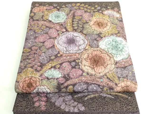 平和屋着物●極上 太鼓柄袋帯 辻が花 絞り 金通し地 逸品 DZAB3372kh6