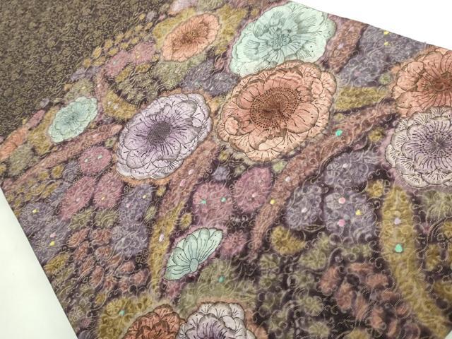平和屋着物●極上 太鼓柄袋帯 辻が花 絞り 金通し地 逸品 DZAB3372kh6