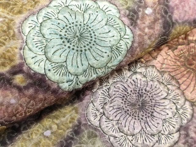 平和屋着物●極上 太鼓柄袋帯 辻が花 絞り 金通し地 逸品 DZAB3372kh6