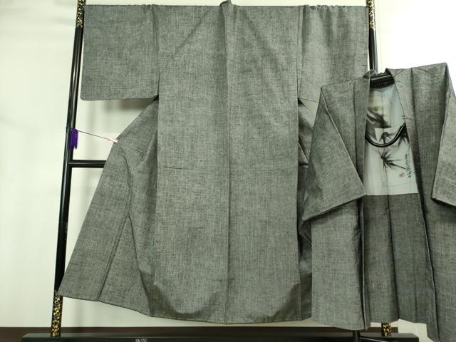 平和屋着物●極上 男性 紬 アンサンブル キングサイズ 消墨色 逸品 未使用 DZAB3404kh6