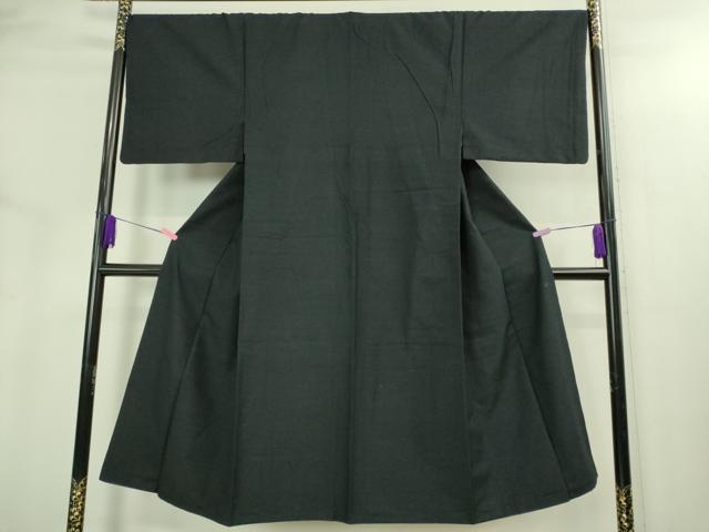 平和屋着物●極上 男性 紬 アンサンブル 色無地 濃い藍墨茶色 逸品 DZAB3405kh6