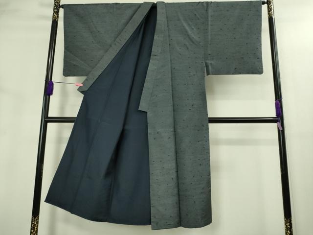 平和屋着物●極上 男性 髭紬 アンサンブル 藍墨茶色 羽裏・龍 逸品 DZAB3406kh6