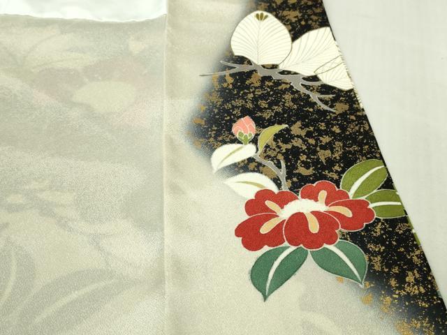 平和屋本店●極上 創業460年・千總 振袖 駒刺繍 松 楓 椿 暈し染め 金彩 反端付き 逸品 DZAB3423kh6