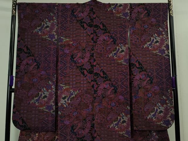 平和屋本店●希少 前田仁仙 仁仙更紗 振袖 仁仙花布 反端付き 逸品 未使用 DZAB3424kh6