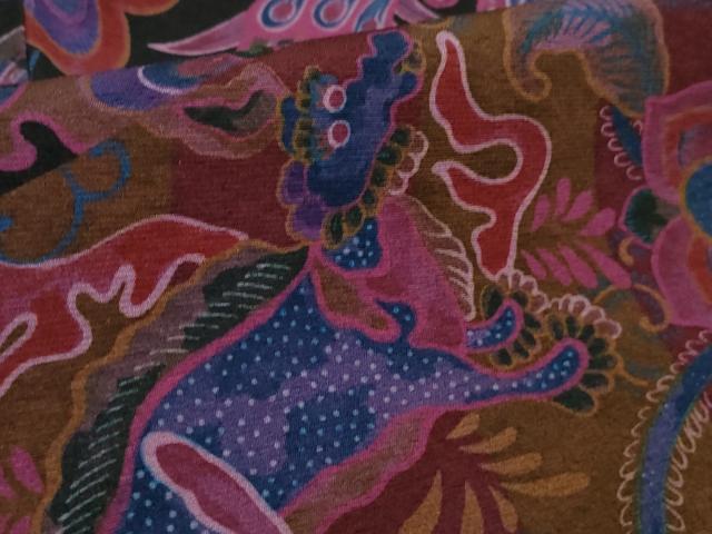 平和屋本店●希少 前田仁仙 仁仙更紗 振袖 仁仙花布 反端付き 逸品 未使用 DZAB3424kh6