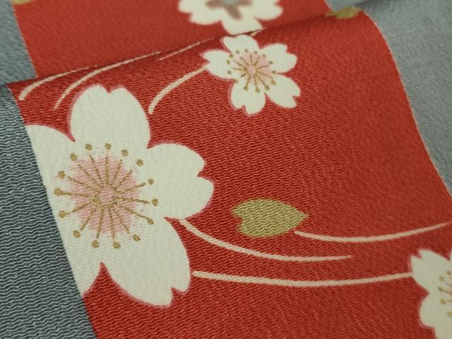 平和屋本店●極上 人形作家・ホリヒロシ 小紋 舞桜 間道 鬼しぼ縮緬 金彩 反端・参考資料付き 逸品 DZAB3429kh6
