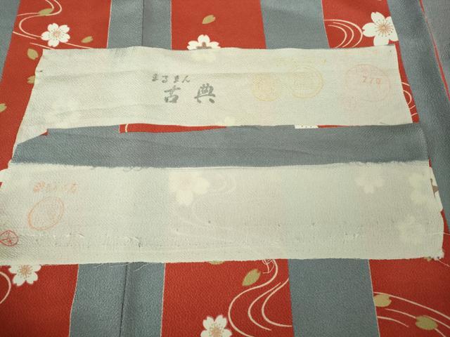 平和屋本店●極上 人形作家・ホリヒロシ 小紋 舞桜 間道 鬼しぼ縮緬 金彩 反端・参考資料付き 逸品 DZAB3429kh6