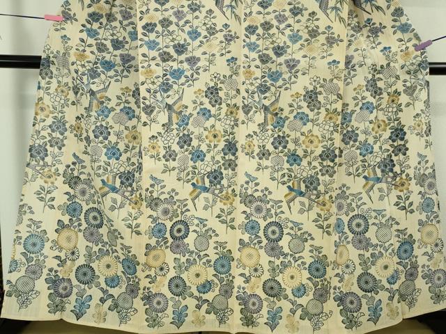 平和屋本店*極上 夏物 本場琉球紅型 紗紬 訪問着 花鳥文 逸品 DZAB3470kh6