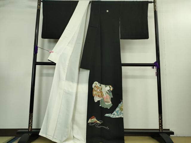 平和屋本店●極上 十七代京屋林蔵 黒留袖・長襦袢(無双仕立て)・袋帯・帯揚げ帯締めセット 手刺繍 相良刺繍 金糸 共箱付き 逸品DZAB3473kh6