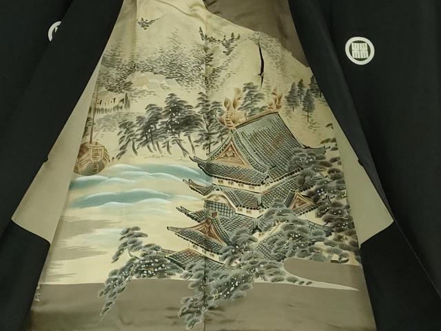 平和屋本店●極上 男性 黒紋付 長羽織セット 逸品 DZAB3476kh6
