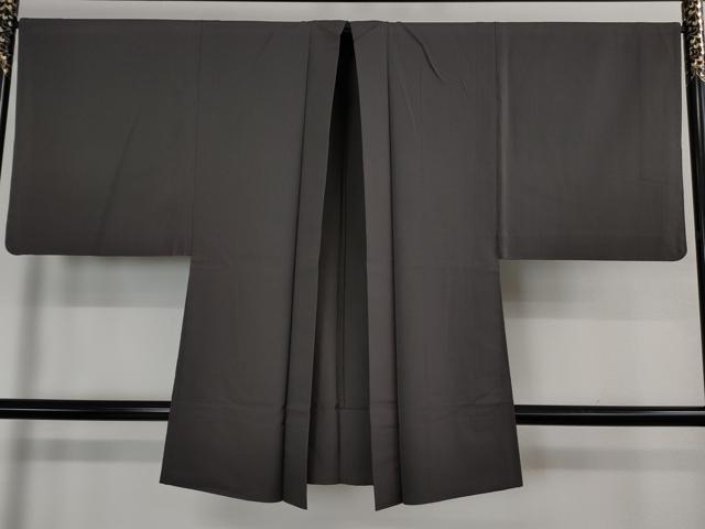 平和屋本店▽極上 男性 色紋付 お召 単衣 アンサンブル 長羽織 着物:灰色×羽織:藍墨茶色 逸品 DZAB3478kh6