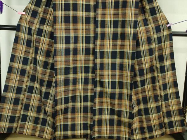平和屋着物●極上 紬 格子 逸品 DZAB3480kh6