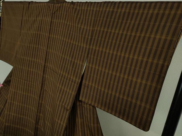 平和屋着物●極上 本場米沢八丈 紬 格子 証紙付き 逸品 未使用 DZAB3483kh6