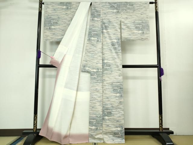 平和屋着物●極上 本場大島紬 白大島 名匠たかし 白紬泥染 カモメ 証紙・鑑定証付き 逸品 DZAB3493kh6