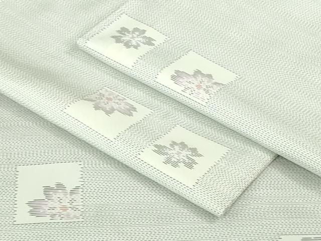 平和屋着物●極上 本場大島紬 白大島 アンサンブル 道中着セット 色紙花文 逸品 DZAB3494kh6