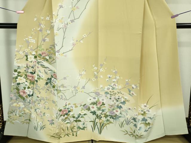 平和屋本店●極上 訪問着 風景花文 暈し染め 砥粉色地 逸品 DZAB3502kh6