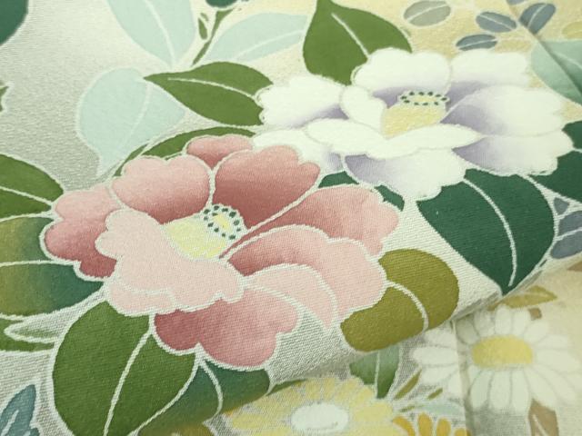 平和屋本店●極上 訪問着 風景花文 暈し染め 砥粉色地 逸品 DZAB3502kh6