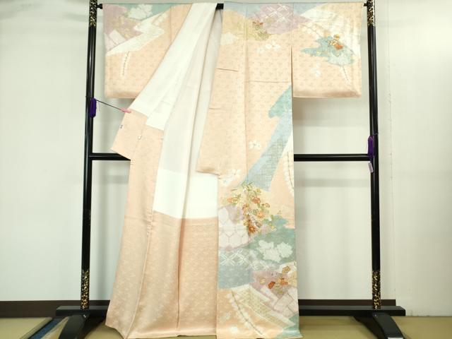 平和屋本店●極上 創業460年・千總 訪問着 駒刺繍 草花文 金彩 小田急百貨店扱い 逸品 DZAB3511kh6