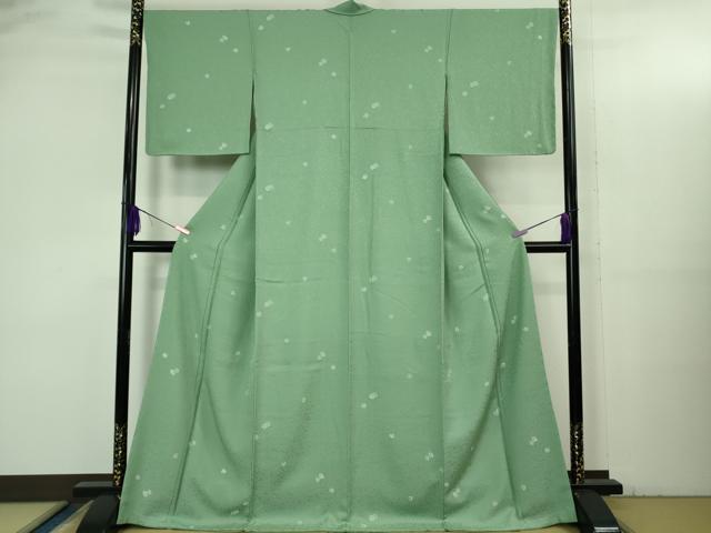 平和屋着物●極上 お召 舞花文 薄青色地 鈴乃屋扱い 逸品 未使用 DZAB3514kh6