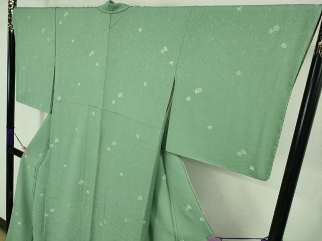 平和屋着物●極上 お召 舞花文 薄青色地 鈴乃屋扱い 逸品 未使用 DZAB3514kh6