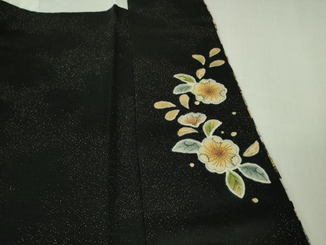 平和屋本店●極上 訪問着 辻が花 黒地 暈し染め 金通し地 逸品 DZAB3515kh6