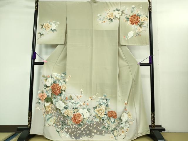 平和屋着物●極上 訪問着 作家物 手描き 孔雀 暈し染め 逸品 DZAB3521kh6