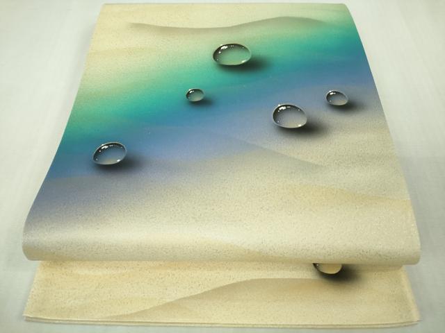 平和屋着物●極上 染色作家 青木龍雲 訪問着・袋帯セット 手描き 水滴 菜種油色地 金彩 逸品 DZAB3527kh6