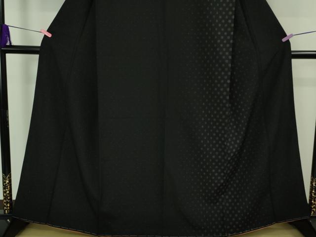 平和屋着物●極上 本塩沢 110亀甲 菱文 黒地 逸品 未使用 DZAB3534kh6