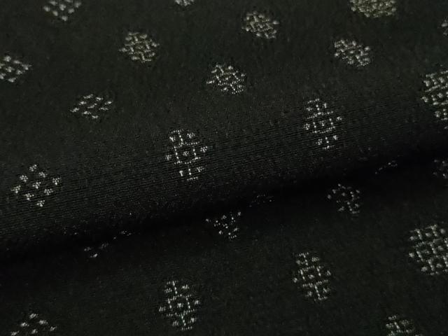 平和屋着物●極上 本塩沢 110亀甲 菱文 黒地 逸品 未使用 DZAB3534kh6