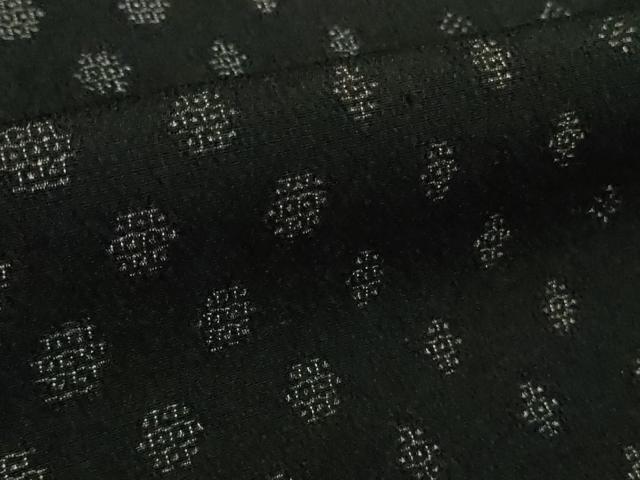 平和屋着物●極上 本塩沢 110亀甲 菱文 黒地 逸品 未使用 DZAB3534kh6