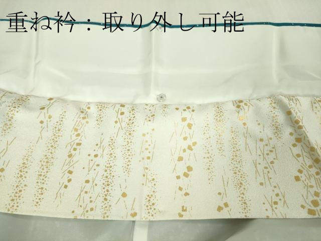 平和屋本店●極上 人間国宝 森口華弘 蒔糊友禅 蒔糊散らし 訪問着 寿光文 藍色地 金彩 大丸扱い 共箱・色紙付 逸品 DZAB3544kh6