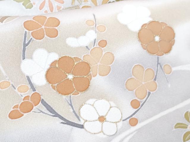 平和屋本店●極上 創業460年・千總 訪問着 駒刺繍 貝桶吉祥花文 藤鼠色地 暈し染め 金彩 三越扱い 逸品 DZAB3553kh6
