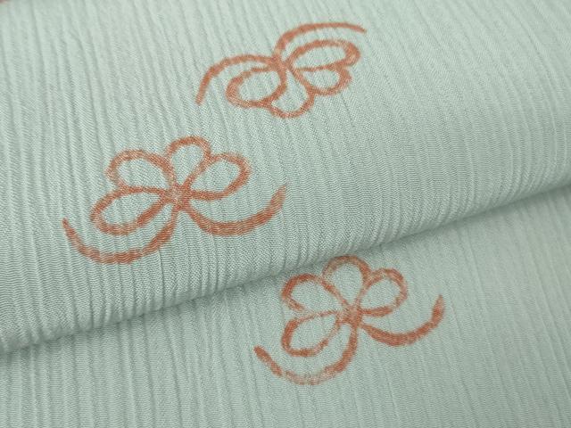 平和屋着物*極上 夏物 洗える最高級着物 <英>はなぶさ謹製 小紋 舞蝶文 灰青色地 逸品 DZAB3582kh6