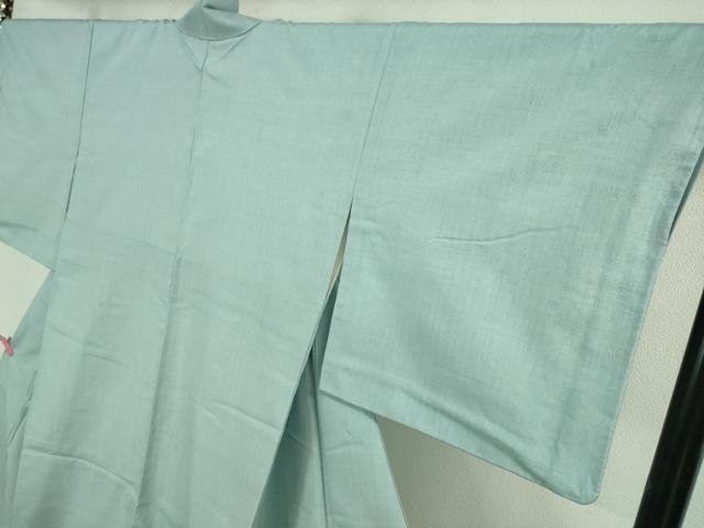 平和屋本店●極上 本場結城紬 重要無形文化財 村九謹製 色無地 水色 証紙付き 逸品 DZAB3590kh6