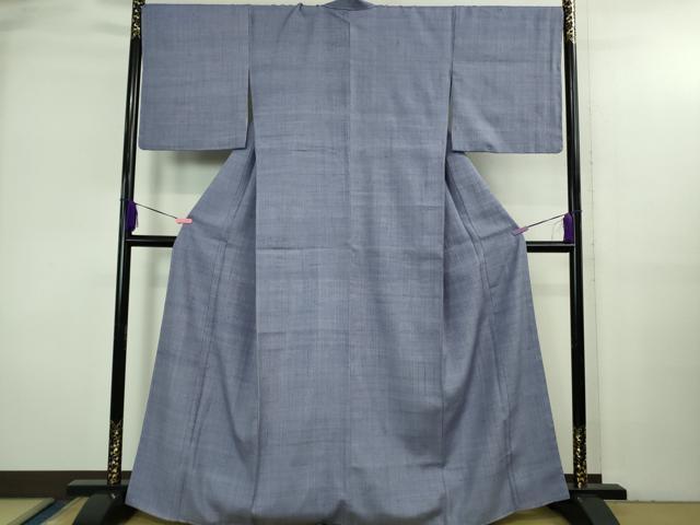 平和屋本店●極上 浦野理一 経節紬 色無地 濃い藤紫色 逸品 未使用 DZAB3595kh6