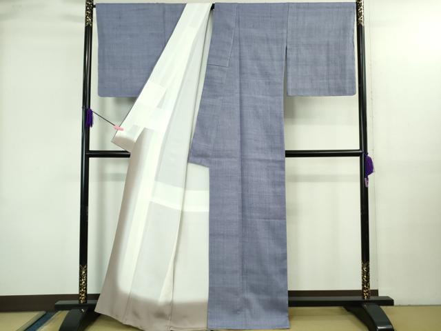 平和屋本店●極上 浦野理一 経節紬 色無地 濃い藤紫色 逸品 未使用 DZAB3595kh6