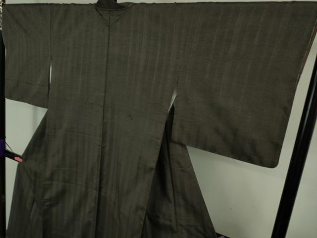 平和屋本店●極上 1897年創業 名門岡野 本場筑前博多織 千年工房 黒田紬 憲法黒茶色地 博多金ラベル 証紙付き 逸品 未使用 DZAB3598kh6