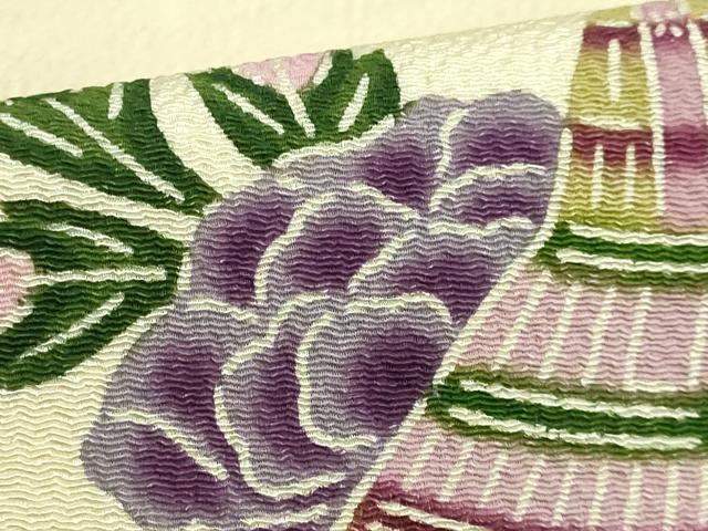 平和屋着物●極上 本場琉球紅型 琉球びんがた 知念紅型研究所 知念貞男 九寸名古屋帯 くば笠 花 逸品 DZAB3625kh6