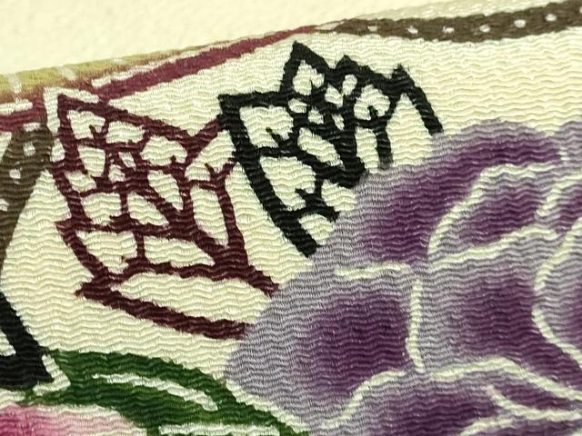 平和屋着物●極上 本場琉球紅型 琉球びんがた 知念紅型研究所 知念貞男 九寸名古屋帯 くば笠 花 逸品 DZAB3625kh6