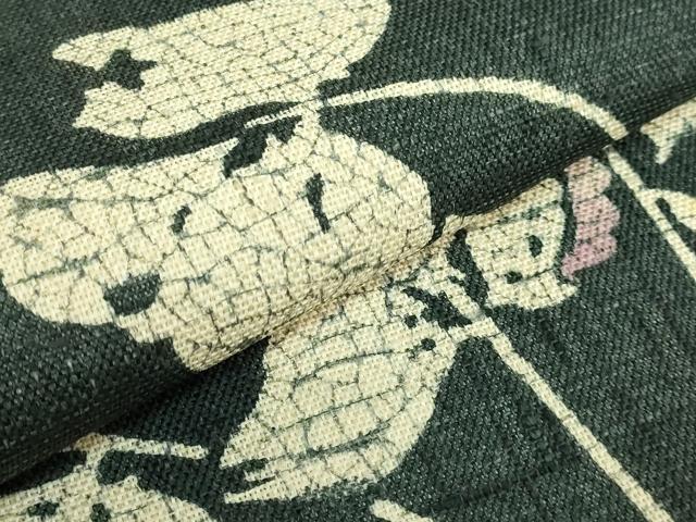 平和屋着物●極上 染織の名門 しょうざん 生紬 九寸開き名古屋帯 一珍染 枝葉文 証紙付き 逸品 DZAB3644kh6