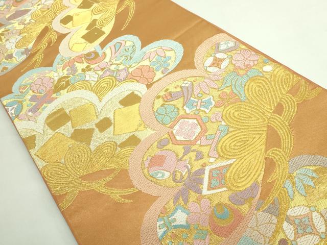 平和屋着物●極上 西陣 川島織物 六通柄 本袋帯 唐織 宝尽くし 松竹梅 金糸 逸品 DZAB3646kh6