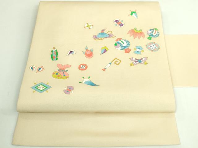 平和屋着物●極上 塩瀬 九寸名古屋帯 宝尽くし 金彩 逸品 DZAB3662kh6