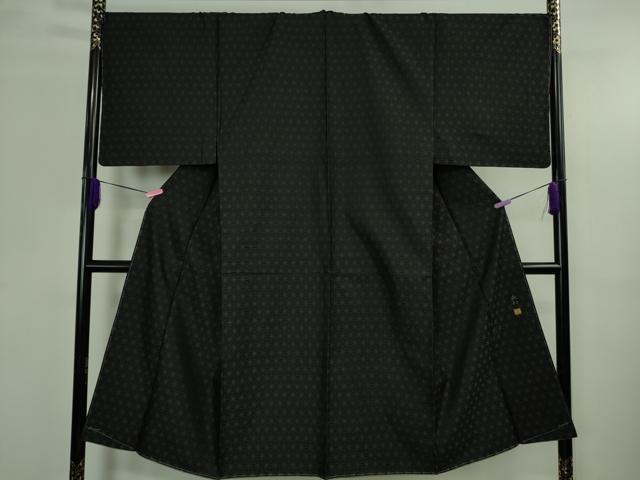 平和屋本店●極上 男性 児島廣和 アトリエ 聖jin苑 お召 麻の葉 黒地 逸品 未使用 DZAB3714kh6