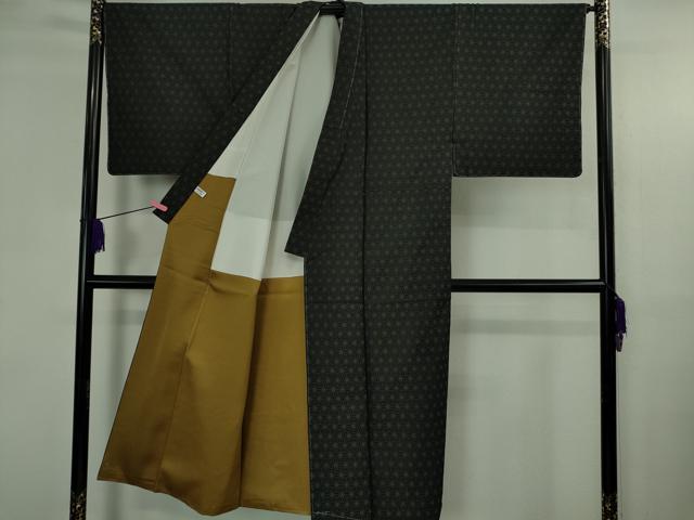 平和屋本店●極上 男性 児島廣和 アトリエ 聖jin苑 お召 麻の葉 黒地 逸品 未使用 DZAB3714kh6