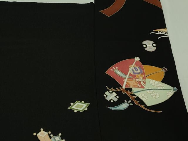 平和屋本店●極上 創業460年・千總 黒留袖 刺繍 束ね熨斗 宝尽くし松文 金彩 高島屋扱い 逸品 DZAB3721kh6