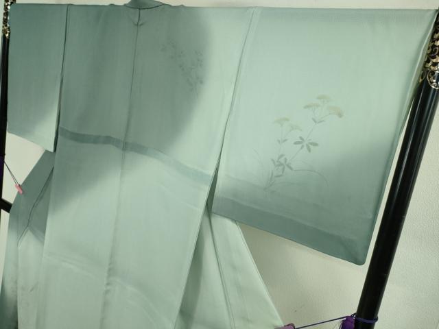 平和屋本店▽極上 訪問着 無双 紗袷 紗×絽 手描き 秋草文 暈し染め 逸品 DZAB3725kh6