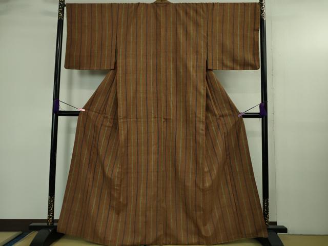 平和屋本店●極上 郡上紬 草木染 間道 逸品 DZAB3736kh6