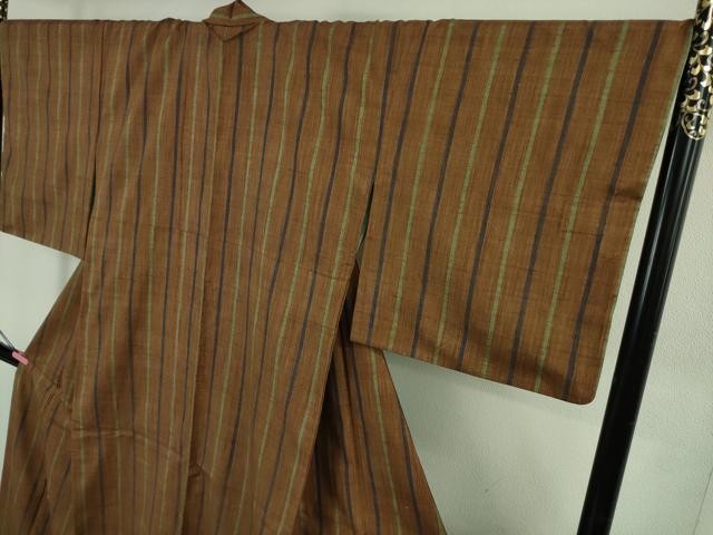 平和屋本店●極上 郡上紬 草木染 間道 逸品 DZAB3736kh6